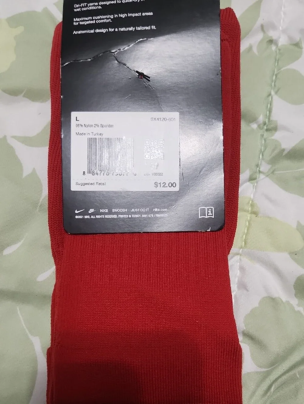 Nike Academy Red Athletic Crew Socks with White Swoosh Men 8-12 / Women 10-13
